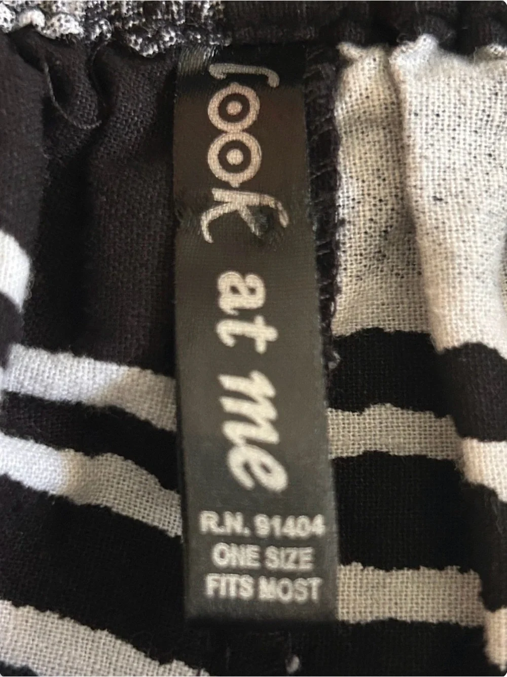 Look At Me Black & White Striped Baggy Wide-Leg Pants Big Pockets Elastic Waist